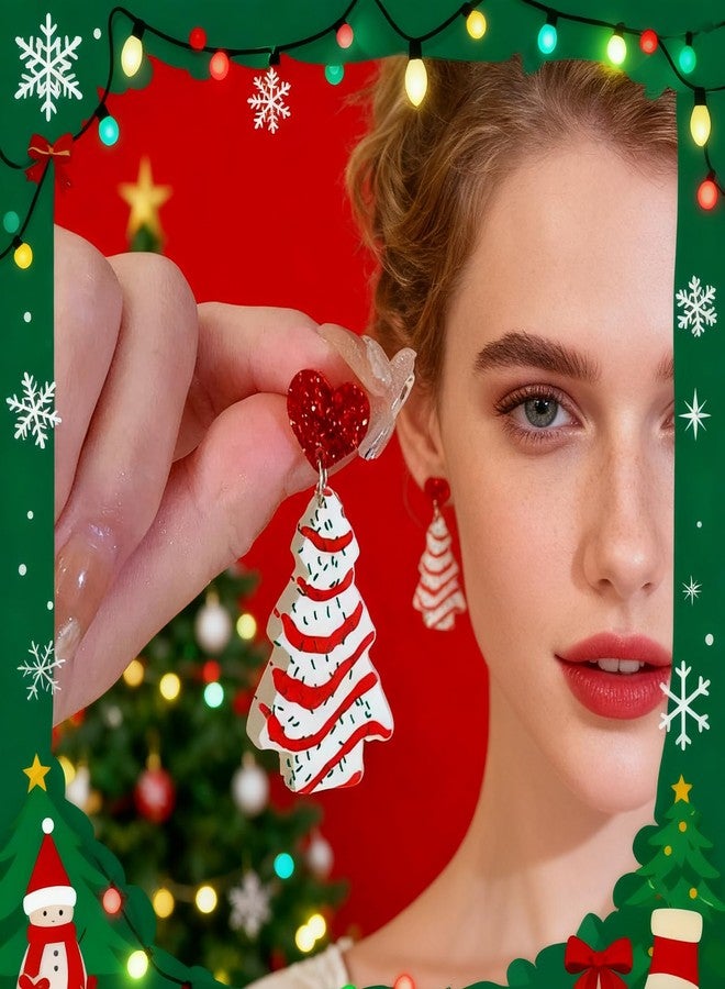 Adoshine Christmas Tree Cake Earrings for Women Cute Funny Acrylic Xmas New Year Party Holiday Earring (Style3-6 pairs Christmas Cake earrings) - Image 4
